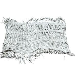 Beige Crochet Infinity Scarf Fringe Boho Festival Cowl 30" Cottagecore Cozy Warm